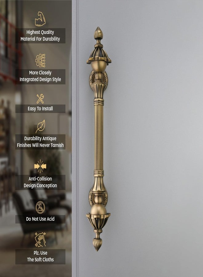 LAPO Pull Handle Lotus Design | 14 Inch Size | Zinc Alloy Antique Finish | Hole to Hole 8 Inch | Durable & Stylish | Elegant Look for Main Doors | Pack of 1 | Rust-Resistant | 3-Year Warranty - Image 5